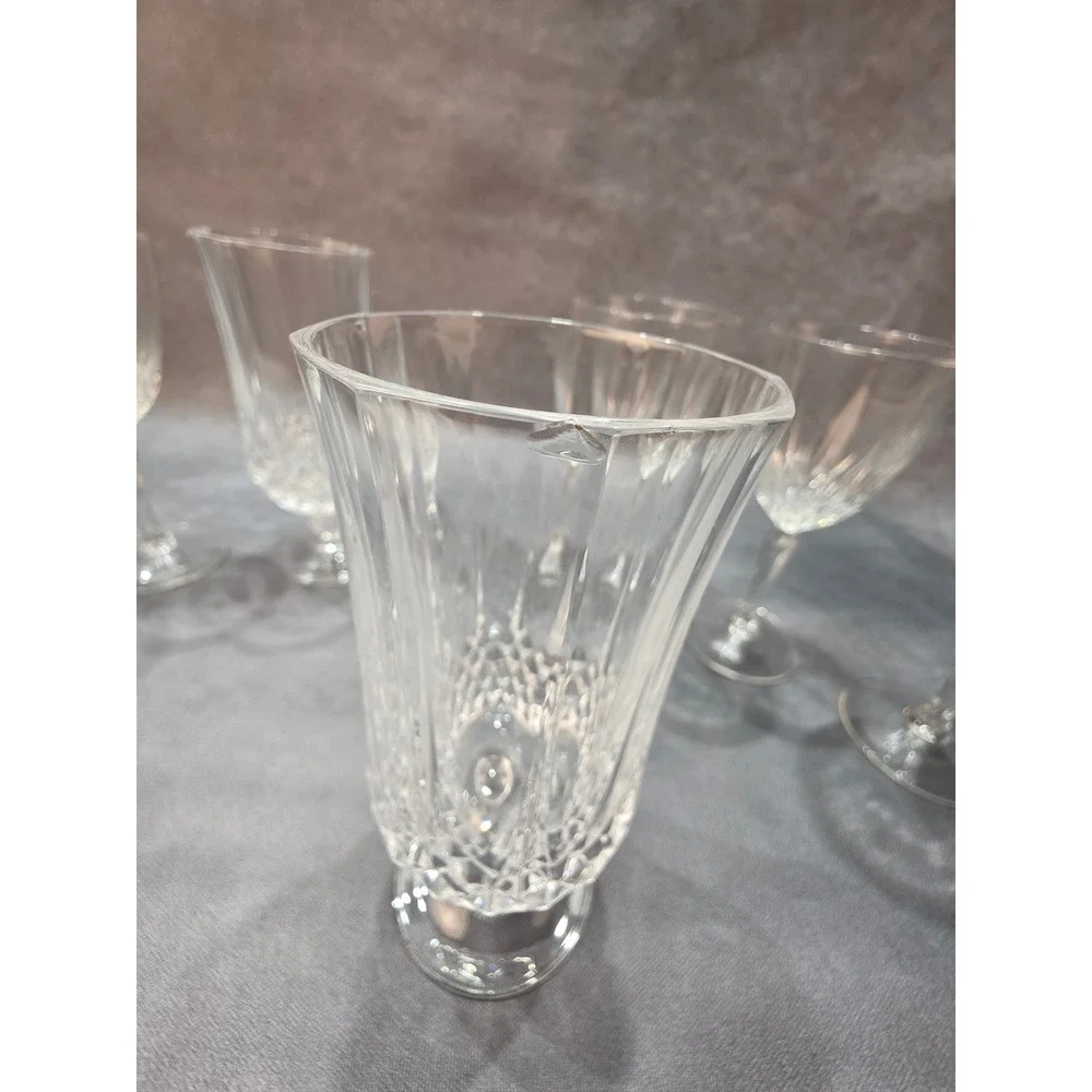 Vintage Cut Crystal Stemware Set 8 Pieces Wine Goblets and Footed Tumblers Clear